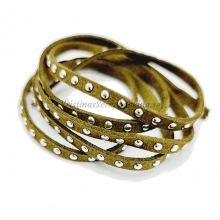 Mockaband 5 mm Nitar Olivgrön 1 m Läder Snöre Band