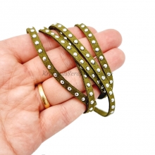 Mockaband 5 mm Nitar Olivgrön 1 m Läder Snöre Band