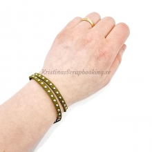 Mockaband 5 mm Nitar Olivgrön 1 m Läder Snöre Band