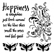 Schablon Stencil 6”x6” Happiness 13 Arts Schabloner