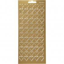 Stickers - 10x23 cm - Guld - Hjärtan