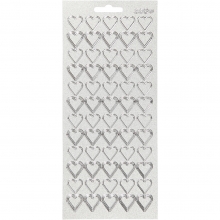 Stickers - 10x23 cm - Silver - Hjärtan