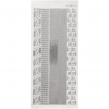 Stickers - 10x23 cm - Pärlemor Silver - Bårder