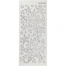 Stickers - 10x23 cm - Pärlemor - Silver - Stjärnor