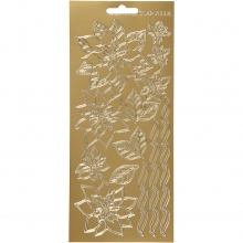 Stickers 10x23 cm Guld Julstjärnor Klistermärken