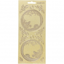 Stickers 10x23 cm Pärlemor Guld Julkulor Klistermärken