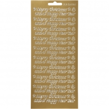 Stickers - 10x23 cm - Guld - Merry Christmas and a Happy New Year