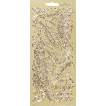 Stickers - 10x23 cm - Pärlemor Guld - Fjädrar