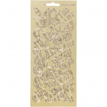 Stickers - 10x23 cm - Pärlemor Guld - Fjärilar