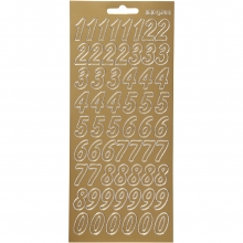 Stickers - 10x23 cm - Guld - Siffror 20 mm
