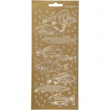 Stickers 10x23 cm Guld Fisk Klistermärken