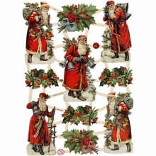 Bokmärken Nostalgisk jultomte 3 ark till scrapbooking, pyssel och hobby