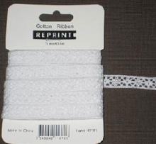 Spets Reprint 1m White Spetsband till scrapbooking, pyssel och hobby