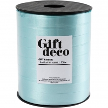 Presentsnöre - B: 10 mm - Turkos - Blank - 250 m