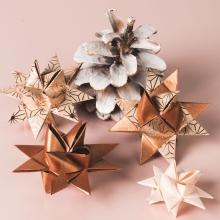 Stjärnstrimlor 96 st remsor - B: 10+15 mm - Rose Guld med Mönster