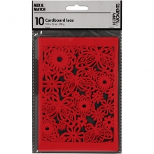 Spetskartong 10,5x15 Röd 200g 10 st till scrapbooking, pyssel och hobby