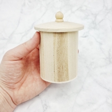 Rund Träask Med Lock – Dia: 6,5 cm - Höjd: 8,5 cm