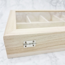 Träask med Glaslock - Tittskåp 10 Fack - 31x22 cm