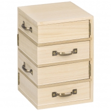 Liten Byrå i Trä - 4 Sidolådor - H: 18,5 cm