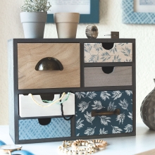 Byrå i Trä med 6 Lådor - 22 x 17,7 cm - Förvaring För Pyssel