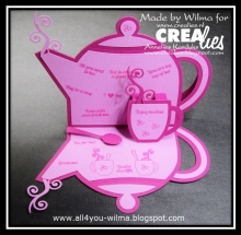Dies Cardzz no. 3 Teapot Crealies till scrapbooking, pyssel och hobby