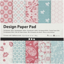 Paper Pad 6"x6" - 120 g - Mintgrön, Rosa - 50 ark