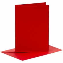 Kort och kuvert - A6 - Röd - 6 set