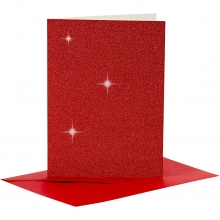 Kort och kuvert A6 Röd Glitter 4 set C6 till scrapbooking, pyssel och hobby
