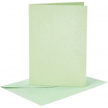 Kort och kuvert A6 Ljusgrön Pärlemo 4 set C6