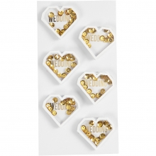 Shaker stickers med Paljetter - Bröllop Hjärtan