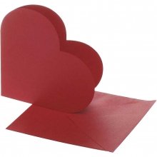 Hjärtkort och kuvert Röd 10 set Kort till scrapbooking, pyssel och hobby