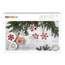 Rörpärlset med pärlor och pärlplattor för att skapa dekorativa snöstjärnor.