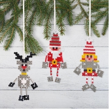 Rörpärlset med pärlor och pärlplattor för att skapa färgglada julmotiv och julgranspynt.
