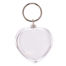 Hjärtformade nyckelringar med transparent hållare för foton, bilder eller etiketter.
