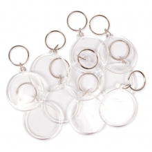 Runda nyckelringar med transparent hållare för foton, bilder eller etiketter.