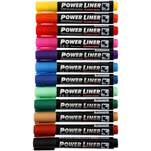 Power Liner Permanent Tusch - 1,5-3 mm - 12 färger
