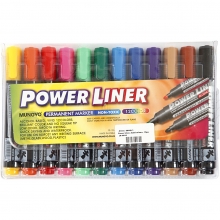 Power Liner Permanent Tusch 1,5-3 mm 12 färger Tuschpenna