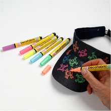 Deco textilpennor Neonfärger 6 st Spets: 3 mm Textilpenna