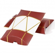 Presentaskar Pillow Box Vit/Guld/Röd 14,9x9,4 cm 3 st Presentask Vikask Presentinslagning
