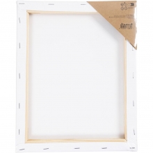 Förtryckt målarduk med bukett i vas på vit spännram, redo att målas.