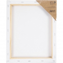 Förtryckt målarduk med citrusfrukter på vit spännram, redo att målas.