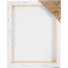 Förtryckt målarduk med fruktskål på vit spännram, redo att målas.