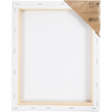 Förtryckt målarduk med fönstermotiv på vit spännram, redo att målas.