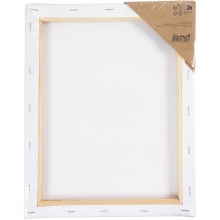 Förtryckt målarduk med motiv av solig balkong på vit spännram, redo att målas.