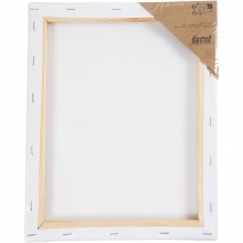 Förtryckt målarduk med vallmo på vit spännram, redo att målas.