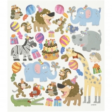 Stickers 15 x 16,5 cm Djurens Födelsedag Klistermärken