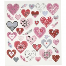 Stickers - 15 x 16,5 cm - Hjärtan