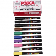 Posca Marker Fine Bullet PC-3M Mixade Färger 12 st Penna 1,5 mm