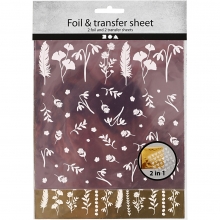 Limfolie Rosa/Guld Blommor 15x15 cm Dekorationsfolie