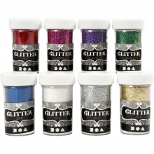 Glitterpulver - Julfärger - 8 st x 20 gram